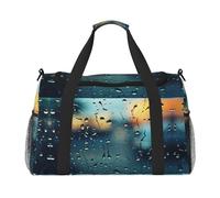 Rain Drops on Glass print Carry on Luggage for Women Men Shoulder Weekender Crossbody Bag for Yoga Travel Must Haves, Black, One Size