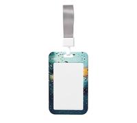 Rain Drops On Glass Print Detachable Neck Lanyardbadge Holder Card Name Protector Cover with Lanyard Strap