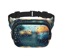 Rain Drops on Glass print Fashion Waist Packs Crossbody Belt Bag Fanny Pack for Women Crossbody for Traveling Running, Black, One Size