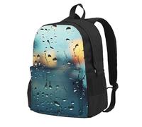 Rain Drops On Glass Print Large Capacity Backpack Water-Resistant Hiking Rucksack Outdoor Weekend Getaways
