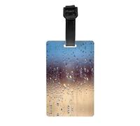 Rain Drops on Glass Print Luggage Tags with Full Back Privacy Cover - Durable PVC ID Labels for Suitcases & Backpacks