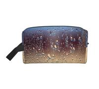 Rain Drops on Glass Print Portable Travel Toiletry Storage Bag Large Capacity 600D Polyester Cosmetic Storage Bag