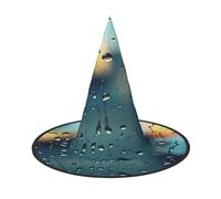 Rain Drops On Glass Print Witch Hat, Wizard Hat Cosplay Accessories For Halloween Costume Party Masquerade Carnivals-3pcs