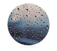 Rain Drops on Glass Tempered Glass Cutting Board Kitchen Counter Protector Round Chopping Mat Perfect for Bread Meat Veggies Fruit & More (Diameter: 7.6”)