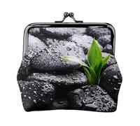 Rain Drops Over Rock Print Print Coin Purse for Men Women Leather Kiss Lock Small Pouch Coin Wallet