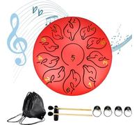 Rain Drum for Garde | 6 Inches 11 Tones Steel Tongue Drum Rain Chime | Chakra Drum For Rain | Handpan Meditation Drum for Garden,Red