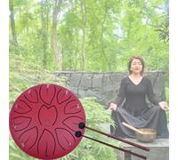 Rain Drum for Garde | 6 Inches 11 Tones Steel Tongue Drum Rain Chime | Chakra Drum For Rain | Handpan Meditation Drum for Garden,Red