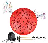Rain Drum for Garde | 6 Inches 11 Tones Steel Tongue Drum Rain Chime | Rain Drums for Zen & Musical Education | Handpan Meditation Drum for Garden,Red