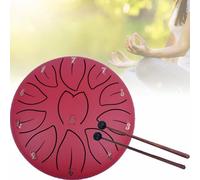 Rain Drum for Garde | 6 Inches 11 Tones Steel Tongue Drum Rain Chime | Rain Drums for Zen & Musical Education | Handpan Meditation Drum for Garden,Red