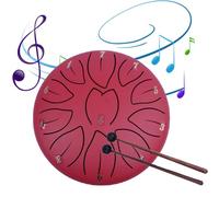 Rain Drum for Garden | 6-Inch 11-Tone Steel Tongue Drum Rain Chime | Musical Instruments For Outside | Ethereal Drum For Rain Outdoor | Balmy Rain Drum for Kids,Red