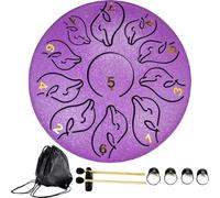 Rain Drum for Garden | 6-Inch 11-Tone Steel Tongue Drum Rain Chime | Musical Instruments For Outside | Ethereal Drum For Rain Outdoor | Balmy Rain Drum for Kids,Purple