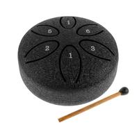 Rain Drum for Garden- Steel Tongue Drum 3 Inch 6 Notes Percussion Instrument with Cloth Bag, Music Book and Mallets, Music Gift for Kids (Black)