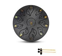 Rain Drum for Garden, Surwin Chakra Drum for Rain with Pocket and Mallets, 6 inches 11 Tone D Key Steel Tongue Rain Drum Musical Instruments for Outside Meditation Yoga (Black)