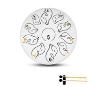 Rain Drum for Garden, Surwin Chakra Drum for Rain with Pocket and Mallets, 6 inches 11 Tone D Key Steel Tongue Rain Drum Musical Instruments for Outside Meditation Yoga (White)