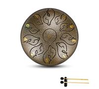 Rain Drum for Garden, Surwin Chakra Drum for Rain with Pocket and Mallets, 6 inches 11 Tone D Key Steel Tongue Rain Drum Musical Instruments for Outside Meditation Yoga (Retro)