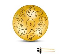 Rain Drum for Garden, Surwin Chakra Drum for Rain with Pocket and Mallets, 6 inches 11 Tone D Key Steel Tongue Rain Drum Musical Instruments for Outside Meditation Yoga (Yellow)