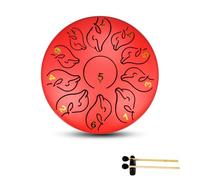 Rain Drum for Garden, Surwin Chakra Drum for Rain with Pocket and Mallets, 6 inches 11 Tone D Key Steel Tongue Rain Drum Musical Instruments for Outside Meditation Yoga (Red)