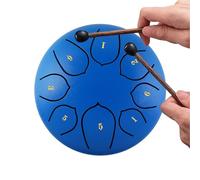 Rain Drum for Garden, Surwin Chakra Drum for Rain with Pocket and Mallets, 6 inches 8 Tone Steel Tongue Drum Musical Instruments Rain Drum Outside for Meditation Yoga (Blue)