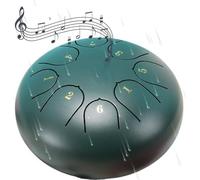 Rain Drum for Outdoor Garden, 8 Notes 6 Inch Ch-akra Drum for Rain, Steel Tongue Drum, Outside Musical Rain Drum For Garden, Mini Handpan Drum Instrument (green)