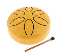 Rain Drum for Outside, 3 Inch 6 Tones Steel Tongue Drum Rain Chime, Mini Rain Drum with Drum Mallet, Handpan Drum Instrument for Yoga Meditation Camping Music Enlightenment (Gold)