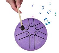Rain Drum for Outside, 3 Inches 6 Notes Steel Tongue Drum Rain Chime, Waterproof Musical Chakra Drum for Garden, Mini Handpan Drum Instrument for Musical Education Entertainment (Purple)