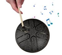 Rain Drum for Outside, 3 Inches 6 Notes Steel Tongue Drum Rain Chime, Waterproof Musical Chakra Drum for Garden, Mini Handpan Drum Instrument for Musical Education Entertainment (Black)
