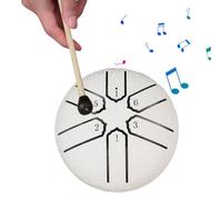 Rain Drum for Outside, 3 Inches 6 Notes Steel Tongue Drum Rain Chime, Waterproof Musical Chakra Drum for Garden, Mini Handpan Drum Instrument for Musical Education Entertainment (White)