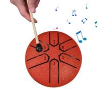Rain Drum for Outside, 3 Inches 6 Notes Steel Tongue Drum Rain Chime, Waterproof Musical Chakra Drum for Garden, Mini Handpan Drum Instrument for Musical Education Entertainment (Red)