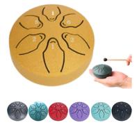 Rain Drum for Outside, 6 Tones Steel Tongue Drum Rain Chime, Handpan Meditation Drum for Garden, Outdoor Rain Chime Musical Instrument, Ethereal Drum for Rain, Balmy Rain Drum for Kids (gold)