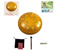 Rain Drum for Outside 8 Tones Steel Tongue Drum Rain Chime Outdoor Rain Chime Musical Chimes Instrument Handpan Meditation Drum Garden Rain Drums Zen & Musical Education (Golden)