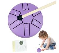 Rain Drum for Outside, A-Key Tank Drum, 6 Note 3 Inches Meditation, Steel Instrument with Music Book Mallet, Promote Sleep and Relaxation