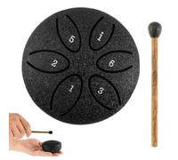 Rain Drum for Outside Garden 3 Inch 6 Tones Steel Tongue Drum Rain Chime Note Rain Drum Instrument Soothing Sound Mini Rain Drum with Drum Mallet for Yoga Meditation Camping Music Enlightenment(Black)