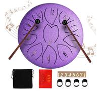Rain Drum for Outside Garden,6 Inch 11 Notes Steel Tongue Drum Instrument Steel Drum Set with Drumsticks,Stand Meditation Yoga Musical Education,Best Gift for Adult& Kids(Purple)