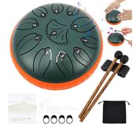 Rain Drum for Outside Garden 6 Inch 11 Notes Steel Tongue Drum Musical Percussion Instrument with Drumstick and Music Book for Adults Beginners Music Lovers Yoga Education(green)