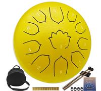 Rain Drum for Outside Garden, 8-Inch Steel Tongue Drum with 11 Notes, Percussion Instrument, Includes Packing Bag, Music Book, and Mallets, Ideal for Meditation, Yoga, and Relaxation