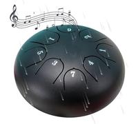 Rain Drum for Outside Garden, 8 Note 6 Inch Ch-akra Drum for Rain, Steel Tongue Drum Rain Chime, Outside Musical Instrumentto to Create a Peaceful and Charming Atmosphere in Your Garden (Black)