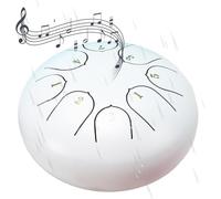 Rain Drum for Outside Garden, 8 Note 6 Inch Ch-akra Drum for Rain, Steel Tongue Drum Rain Chime, Outside Musical Instrumentto to Create a Peaceful and Charming Atmosphere in Your Garden (White)