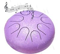 Rain Drum for Outside Garden, 8 Note 6 Inch Ch-akra Drum for Rain, Steel Tongue Drum Rain Chime, Outside Musical Instrumentto to Create a Peaceful and Charming Atmosphere in Your Garden (Purple)