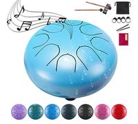 Rain Drum for Outside Garden, 8 Note 6 Inch Steel Tongue Drum, Chakra Drum for Rain Music Chime, Musical Instruments When It Rains, Meditation Accessories for Camping, Meditation, Yoga, Education(6blu