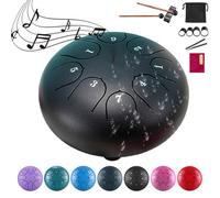 Rain Drum for Outside Garden, 8 Note 6 Inch Steel Tongue Drum, Chakra Drum for Rain Music Chime, Musical Instruments When It Rains, Meditation Accessories for Camping, Meditation, Yoga, Education(6blk