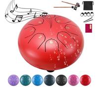 Rain Drum for Outside Garden, 8 Note 6 Inch Steel Tongue Drum, Chakra Drum for Rain Music Chime, Musical Instruments When It Rains, Meditation Accessories for Camping, Meditation, Yoga, Education(6red