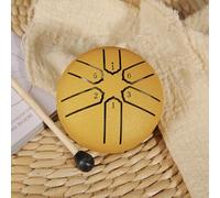 Rain Drum for Outside Garden, Chakra Drum for Rain, Steel Tongue Drum Rain Chime, Rain Drum Instrument for Outside, Waterproof Drum 3 Inches 6 Notes, Mini Handpan Drum (Yellow)