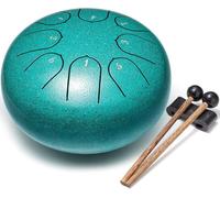 Rain Drum for Outside Garden Chakra Stainless Steel Tongue Scraper Drum 6 Inch (6 Inch 8 Notes,Green)