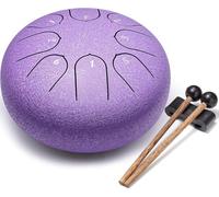 Rain Drum for Outside Garden Chakra Stainless Steel Tongue Scraper Drum 6 Inch (6 Inch 8 Notes,Purple)