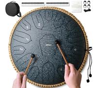 Rain Drum for Outside Garden, Large Steel Tongue Drum - 12 Inch 15 Notes Metal HandPan Drums,Waterproof Rain Chime,Musical Gifts