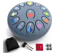 Rain Drum for Outside Garden, Steel Tongue Drum 6.8 Inch 13 Notes, Meditation Music Instrument, Meditation Outdoor, Unique and Unusual Gift Ideas, UV Printed Notes with Geometric Patterns(Navy)