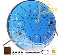 Rain Drum for Outside Garden,Steel Tongue Drum 6 Inche 11 Note Steel Drums Rain Chime,Raindrop Drum,with Soft Bag,Music Book,2 Mallets(Sky Blue)