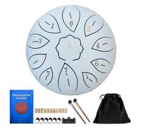 Rain Drum for Outside Garden Steel Tongue Drum Rain Chime 11 Note 6 Inch Chakra Drum for Rain Musical Chimes Instrument Mini Handpan Meditation Drum,White