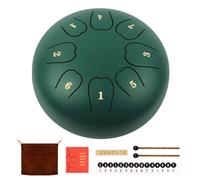 Rain Drum For Outside, Steel Tongue Drum 6 Inch 8 Notes, Panda Drum with Mallets for Musical Education Entertainment Gifts (Dark Green)