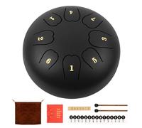 Rain Drum For Outside, Steel Tongue Drum 6 Inch 8 Notes, Panda Drum with Mallets for Musical Education Entertainment Gifts (Black)